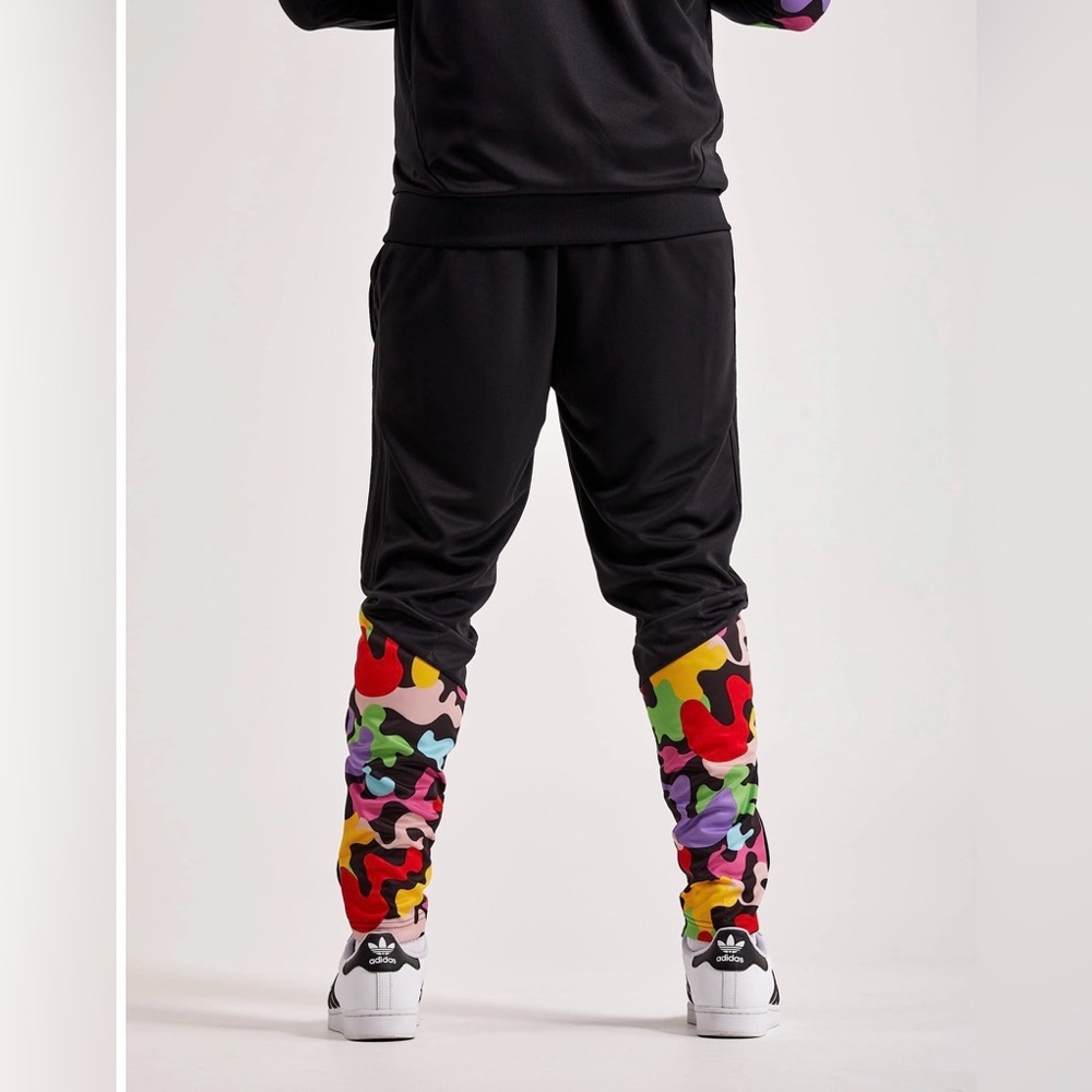 Adidas x Rich Mnisi Track Pants Black Multicolor Rainbow Camo Panels Men Size L